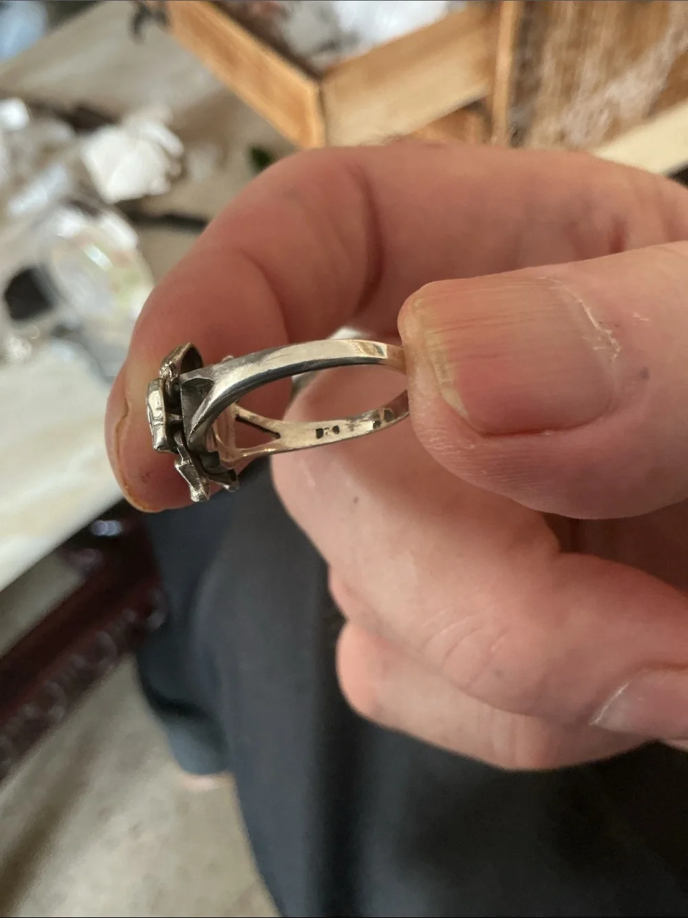 Sterling Silver Two Children Embrace Ring - Silver